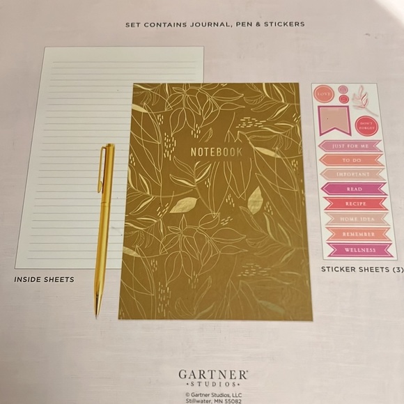 Journal gold pen pink 3 sticker sheets 96 inside sheets stationary set​ - Picture 9 of 10